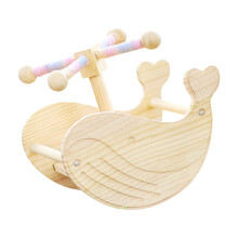 Fun Parrots Activity Stand Wooden Perch Whale Shape Rocker for