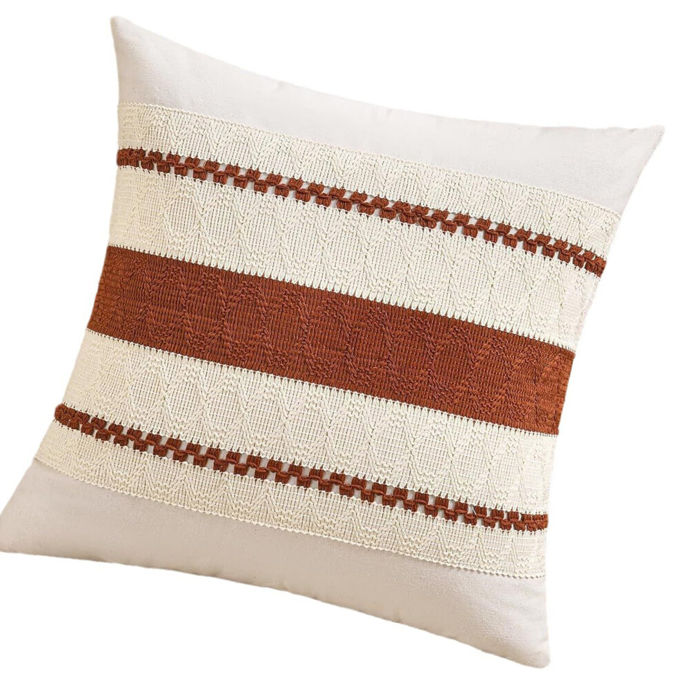Cotton Linen Bohemians Pillow Cover Natural- 45X45cm Orange