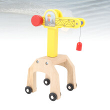 Wooden Crane Toy Set with Track Accessories, Easy Assemble Beech Wood Playset for Kids