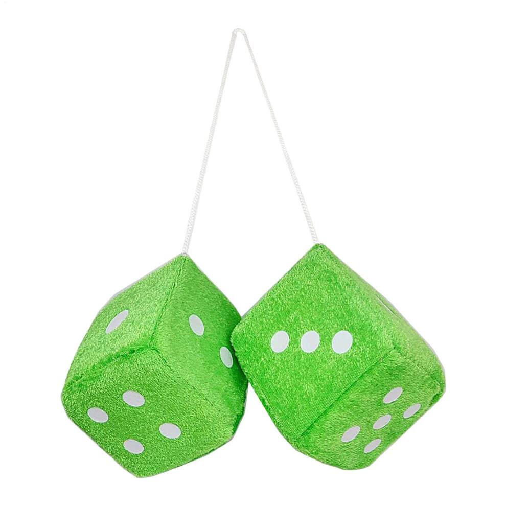 Fuzzy Plush Car Dice Rearview Mirror Charm Pair, Hangable Auto Interior Decor For Sedan, Truck, Suv Ornament Set 9323874224398