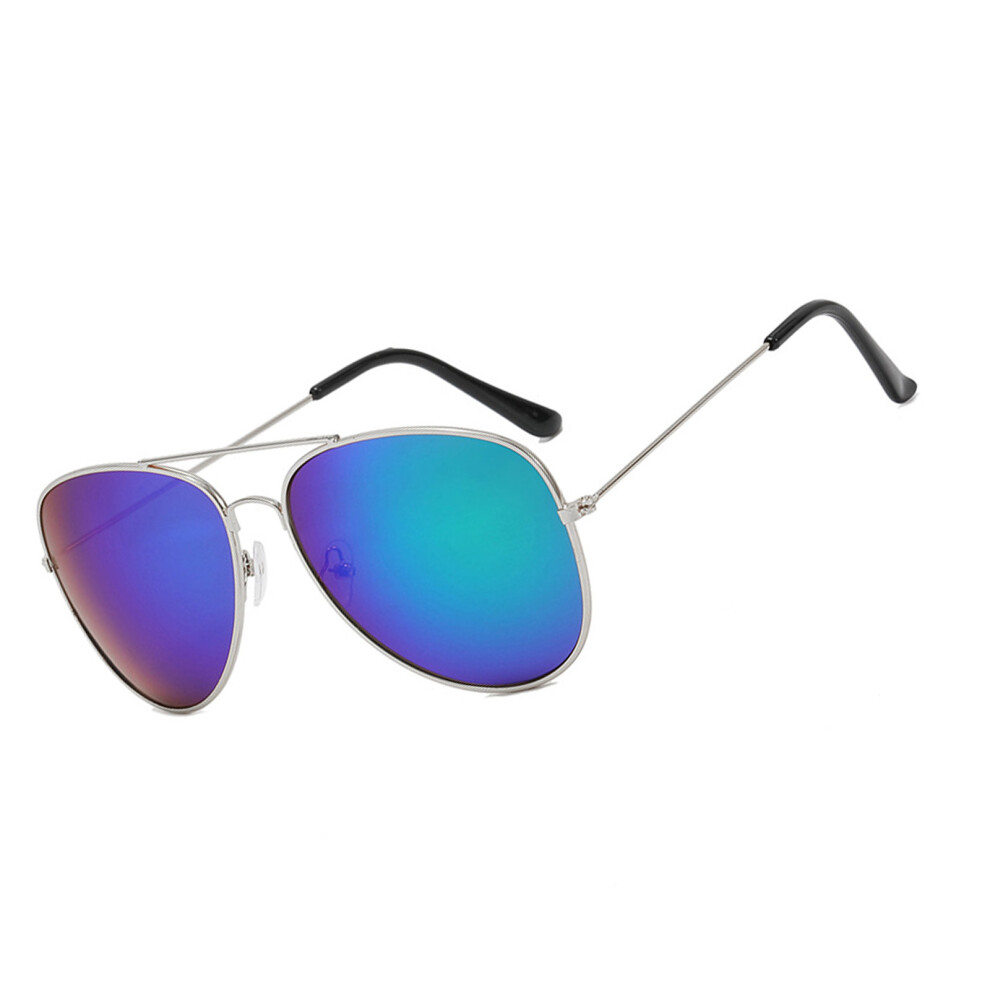 Trendy SunShade Glasses Unisex Eyeglasses-Silver frame green f