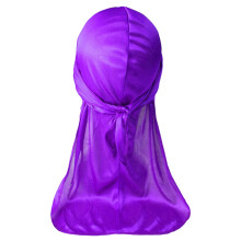 Men's Long Tail Head Wrap Durag Soft Silky Head Scarf-Purple