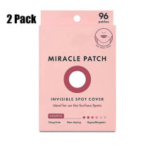 2 Pack Miracle Invisible Spot Cover - Hydrocolloid, Acne Pimple Absorbing Cover, Blemish Spot, Skin Care, Facial Stickers, 2 Sizes (96 Count)