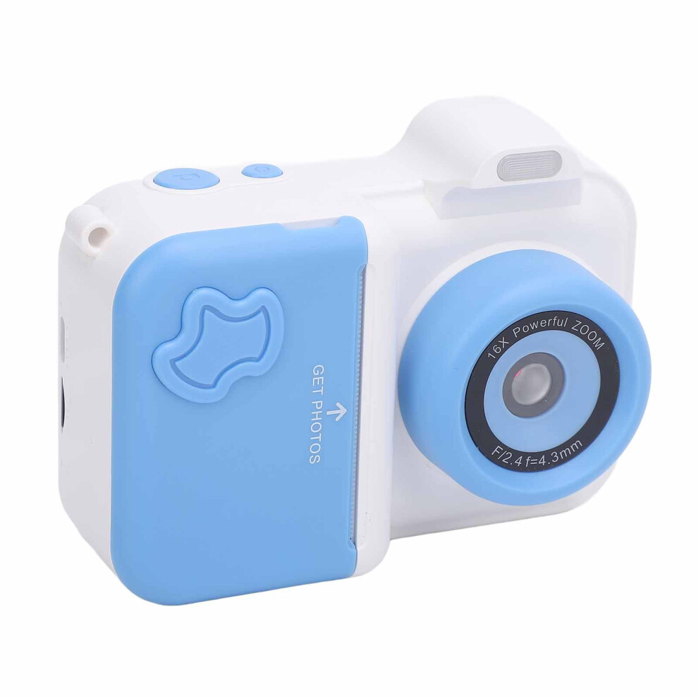 Instant Print Camera 2.4" Ips Hd Screen, 32Gb, Double Lens, White/Blue 8261364255396