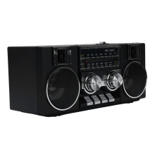 Portable FM AM SW Radio with RGB Bluetooth, 1200mAh, Black