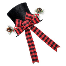 Christmas Tree Toppers Hat Large Christmas-Red and black checke