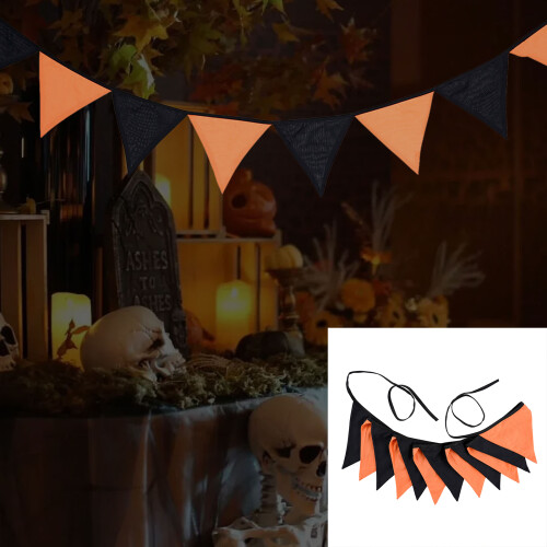 Festival Halloween Triangular Flag-Orange Black Solid 2