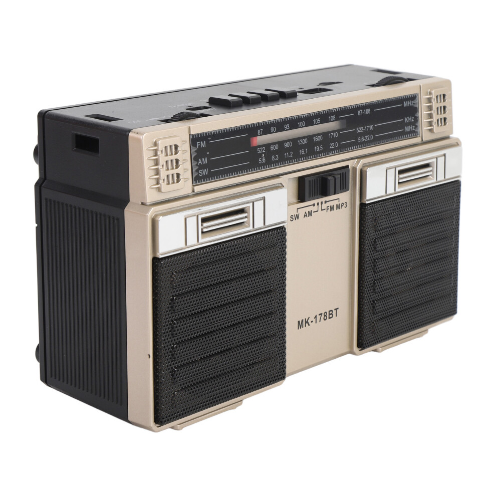 Portable Am Fm Sw Radio With Bluetooth 1200Mah Battery, Gold 8441364254807
