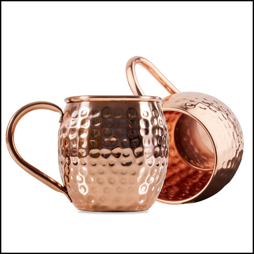 Κούπες Moscow Mule από χαλκό, σετ 2 τεμαχίων με σφυρήλατο φινίρισμα 19,5 ουγγιών, 1