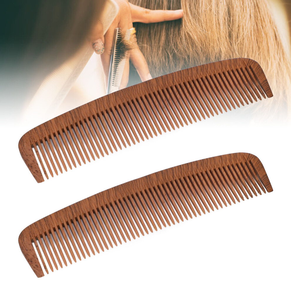 Unisex 2Pcs Wooden Anti-Static Hair Comb Set For Barber & Hair Salon
