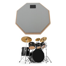 12in Silent Practice Drum Pad Set Rubber Quiet Drum Pad with 2 Pairs Sticks in Gray