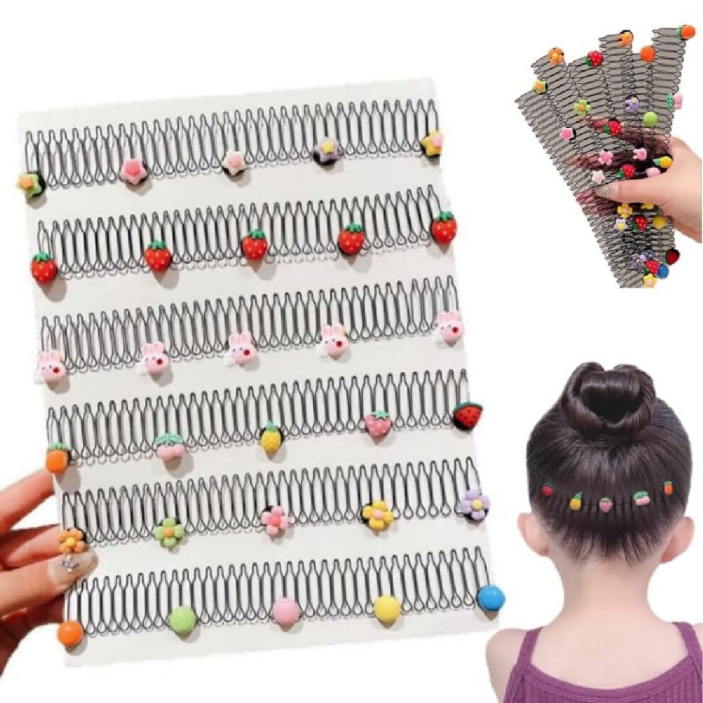 Unisex Universal Hair Comb For Bangs And Updos, Stretchable Invisible Ushape Clips, Flower Ushape Finishing Comb, 6 Pack