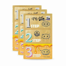 (3pcs) Pig Nose Clear Black Head 3 Step Kit Honey Blackhead Remover Deep Nose Pore Cleasing Strip Nose Cosmetics