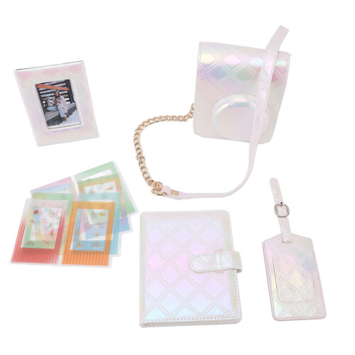 Mini12 weißes PU-Leder-Sofortkamera-Hülle-Set 1