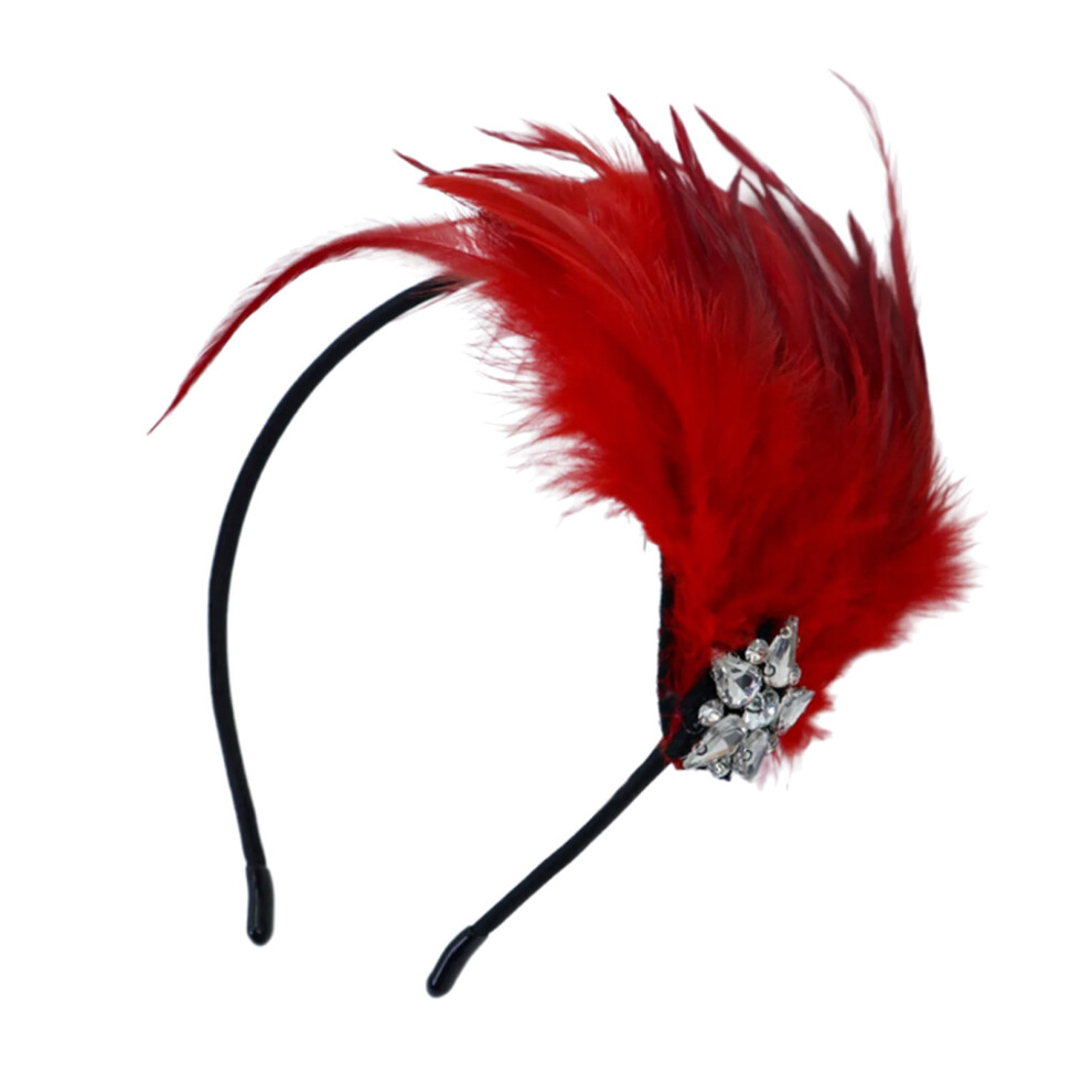Carnivals Party Feathered Headband for Carnivals-Red
