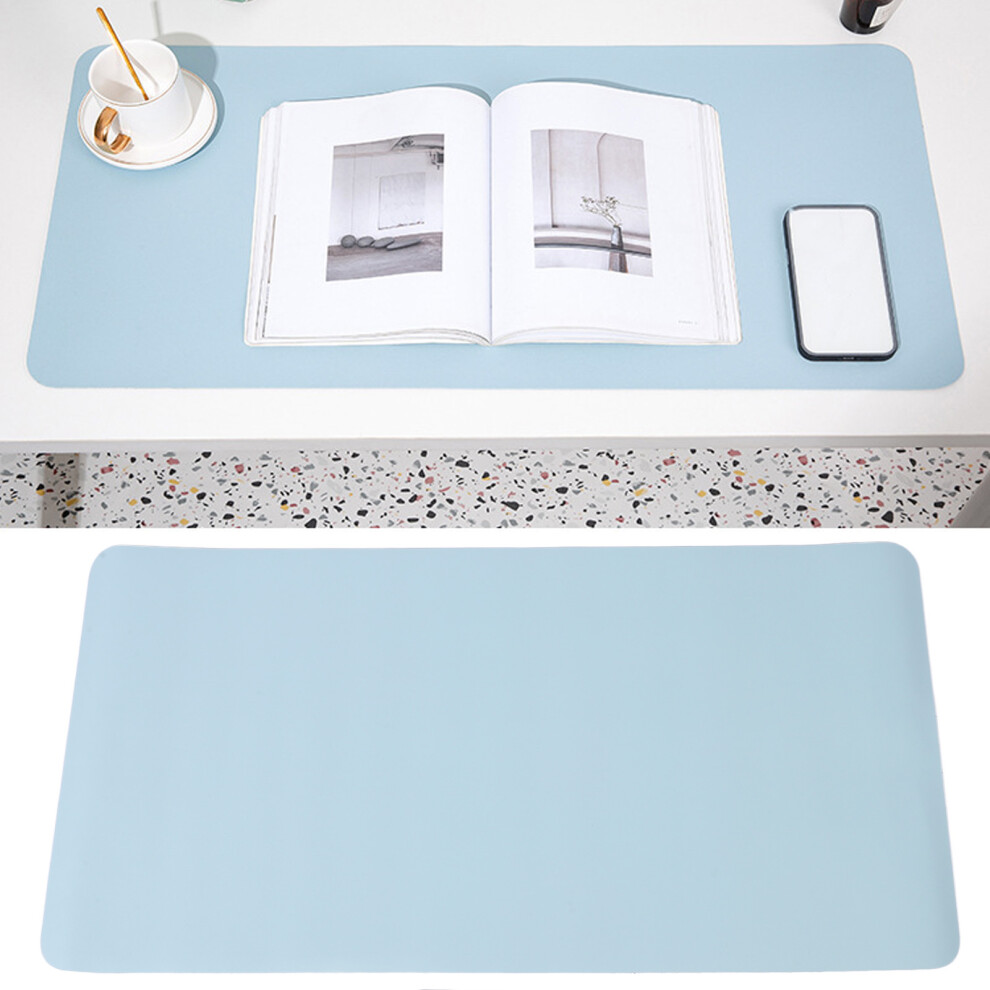 Leather Desk Mat 90x45cm Light Blue for Nail Art, Office & Dressing