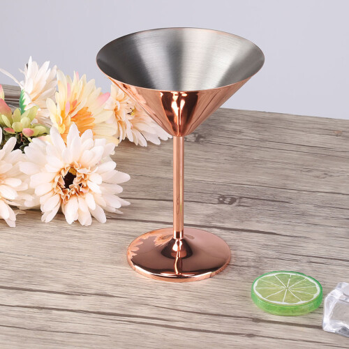 Ποτήρια Martini από ανοξείδωτο ατσάλι, κομψά ροζ χρυσό ποτήρια για πικνίκ και 1