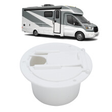 White RV Power Cord Hatch Cover, Weatherproof & Easy Install for Camper, Trailer, Motorhome
