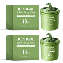 (2pcs) Holy Basils Bubble Deep Mask for Pore Cleansing, Korean Blackhead Removal, Gentle Skin Care for All Skin Types