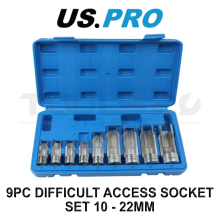 US PRO Tools 9pc Difficult Access Slotted Socket Set 10 - 22mm 3/8" & 1/2" Drive 5560
