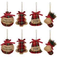 Country Farmhouse Christmas Decorations, Religious Themed Ornaments for Your Tree, Burlap Ornaments with Red Black for Religious Festive Adornment