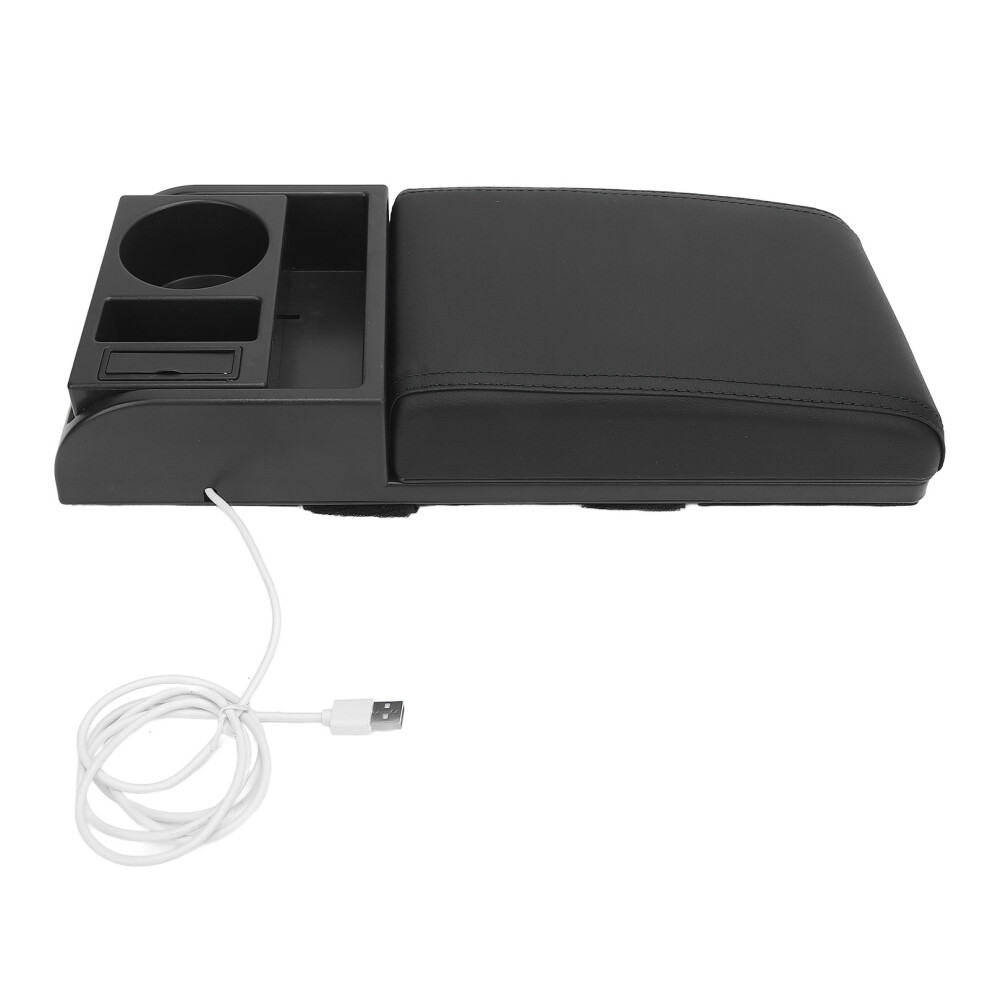 Adjustable Car Armrest Box With Usb Port & Cup Holder, Universal Fit 7891364261908