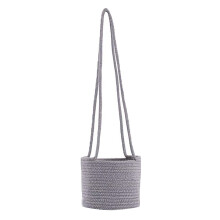 Stylish Plant Hanger, Versatile Indoor Decorative Bins, Boho Cotton Rope Planters, Suitable For Various Home Decor Settings, White Gray, Dia 14cm/20cm
