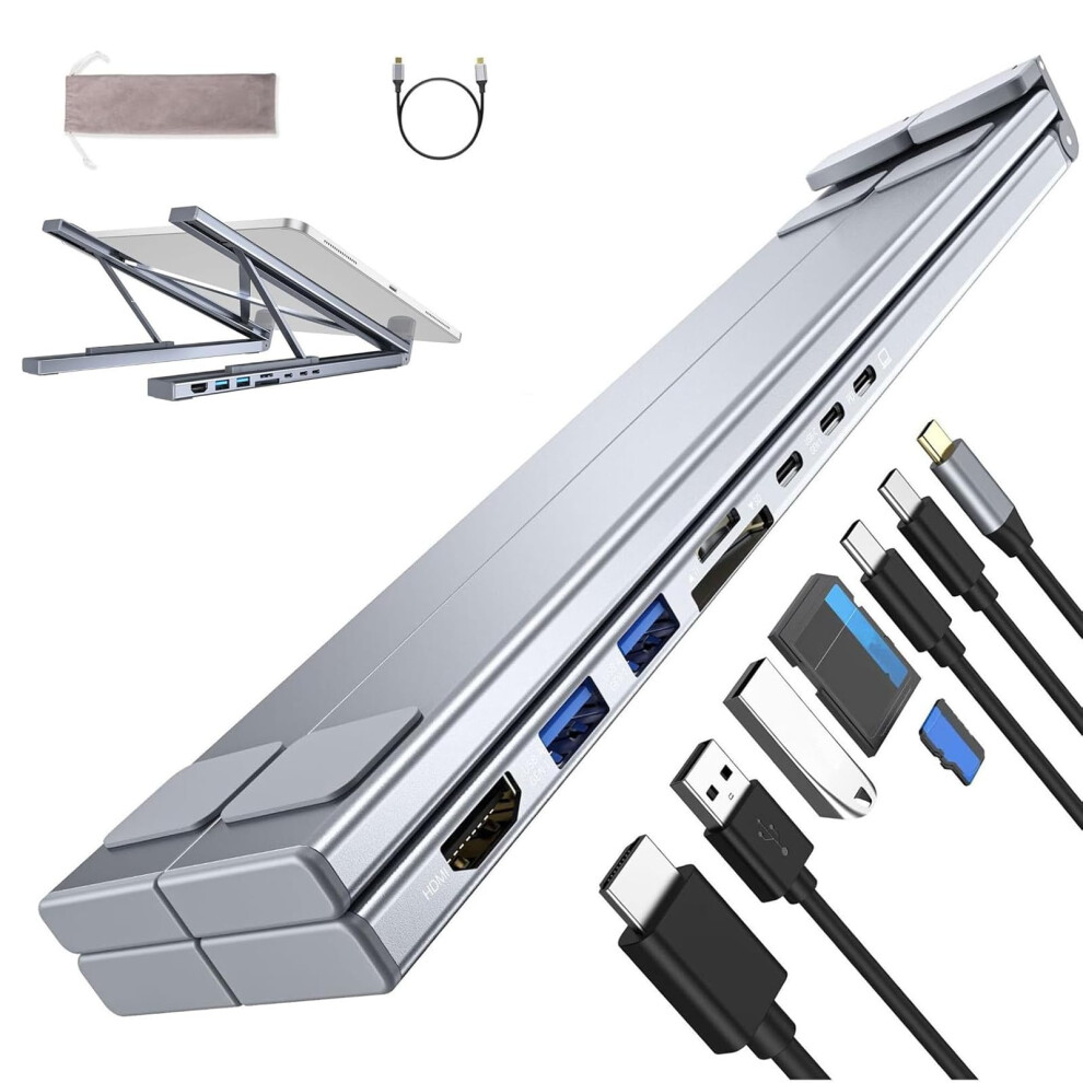 8In1 Usbc Laptop Stand Docking Station, 4K Hdmi, 2 Usb 3.0, Pd 100W, Universal Office Laptop Stand 9105992453696
