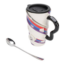 Kaffeebecher aus Keramik 520 ml, mit Deckel, 9 cm  15 cm