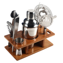 Barzubehör-Set, Cocktailshaker-Set, Mixologie-Set für Barkeeper mit Ständer, unverzichtbare Werkzeuge, Edelstahl, Premium-Finish, elegantes