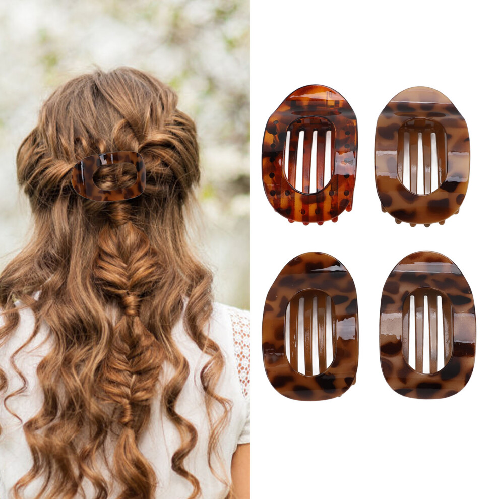 Hair Clips for Women Girls 4Pcs Flat Claw Clips Thin Thick Hair Plastic Curved