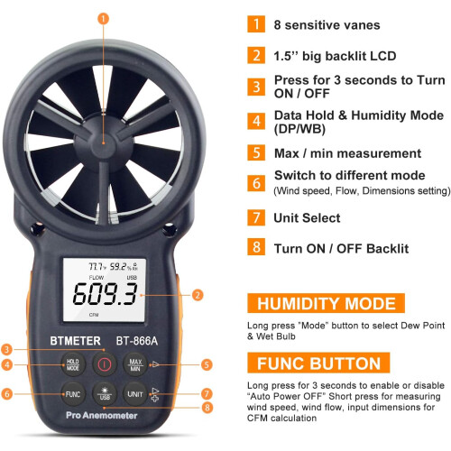 Anemometro con spegnimento automatico, il tuo compagno versatile per esperienze all'aperto e sfide tecniche. 1