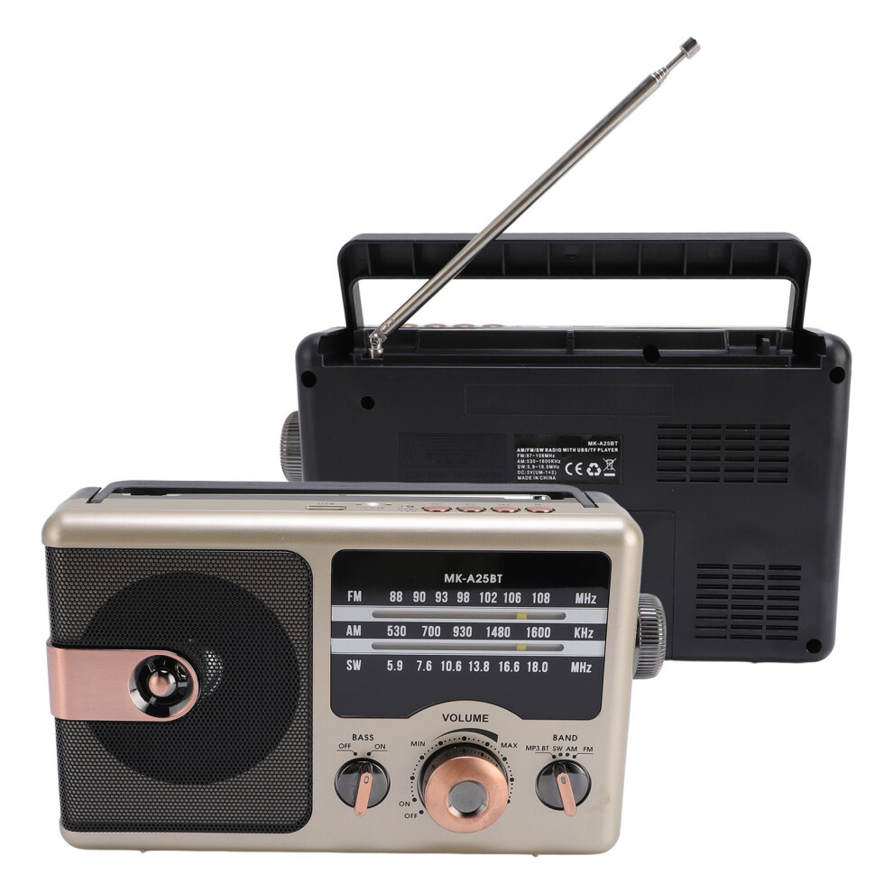 Am Fm Sw Portable Radio Bt Speaker, 32Gb Support, Gold 4261364264965
