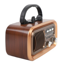 Retro Portable Bluetooth Radio 6.7x3.7x4.2in Solar AM FM USB Gold