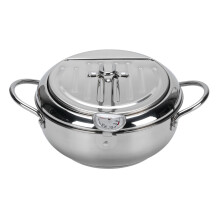 304 Stainless Steel Deep Fryer Pot 24CM Oil Saving with Lid