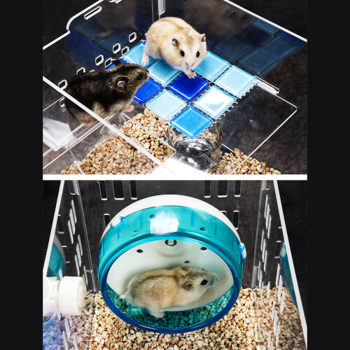 Durchsichtiger Acryl-Hamsterkäfig mit leisem Rad - Klein 2