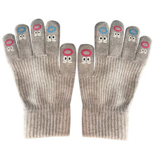 Lovely Mouth Cartoon Gloves with Screentouch Fingers Soft-Gray