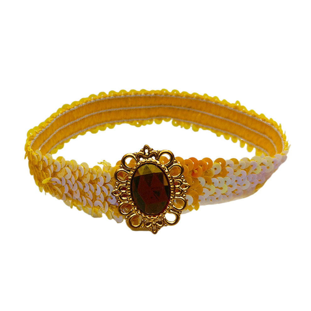 Rhinestones Elastic Hair Bands Shimmering Sequins-bright yellow