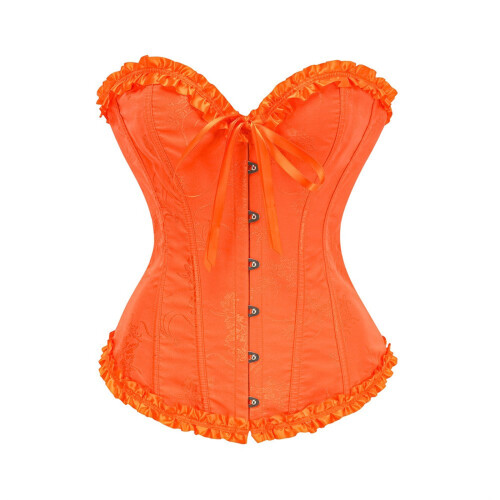 Shaping Lace Corset Top With Bust Support And Easy-Orange S