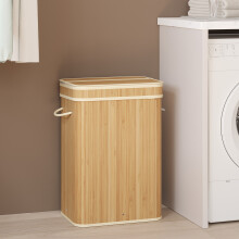 Laundry Hamper with Lid, Bamboo Laundry Basket, Removable, Machine Washable, with Handles, 72 L, for Laundry Room