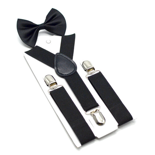 2pcsAdjustable Elastic Suspenders Comfortable Shoulder-Black