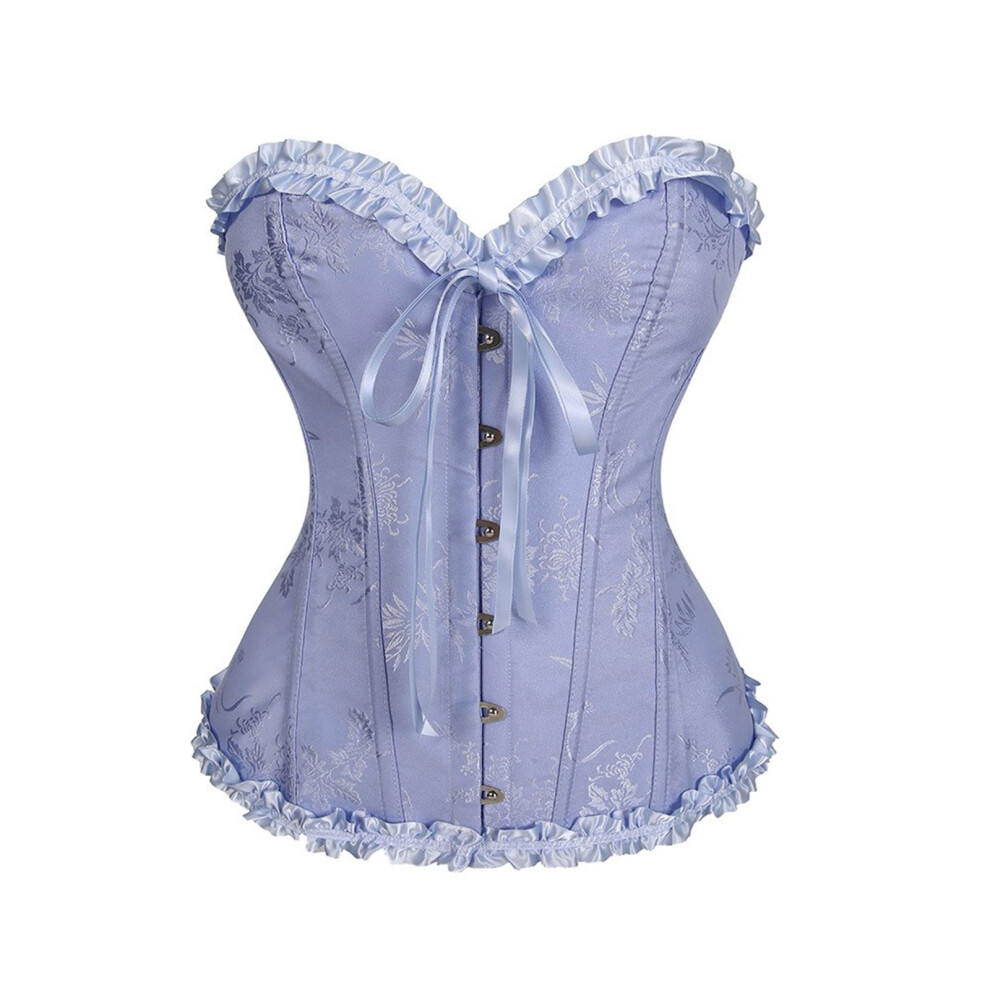 Floral Lace Corset Bustier Tops Design Smooth-light blue XXXL