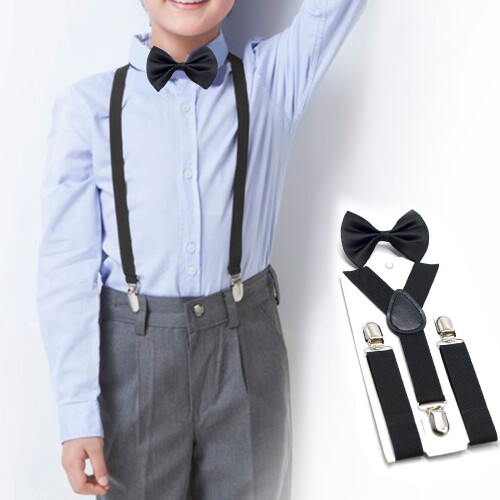 2pcsAdjustable Elastic Suspenders Comfortable Shoulder-Black 2