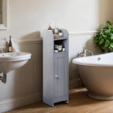 Small Bathroom Storage Corner Floor Cabinet with Door, Bathroom Organizer, Narrow Toilet Paper Storage Cabinet