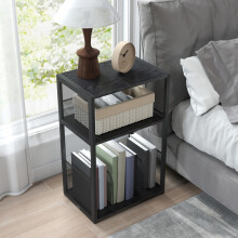 VASAGLE Record Player Stand, 3-Tier Side Table, Vinyl Record Storage up to 100 Albums, End Table for Living Room, Bedroom, Ebony Black LET275B01