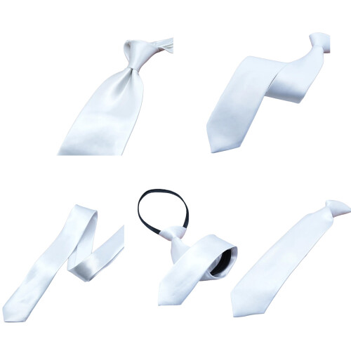Elegant Solid Color White Adjustable Zippers-childrens tie 1