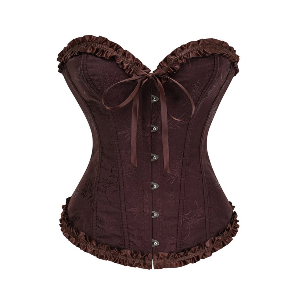 Feminine Floral Lace Underbust Corset Push Up Design-brown S