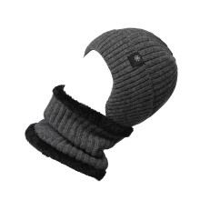 Warm Acrylic Beanies Hat Neck Warmer For Men Skiing-Gray suit