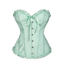 Breathable Push Up Corset Lace Embellished-light green L