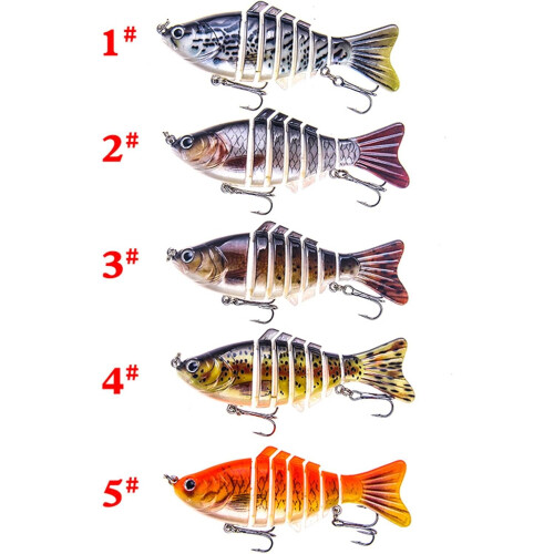 Multi Jointed Swimbaits 10cm Trout Fishing Lures 7Segment Artificial Hard Baits With Treble Hook 2